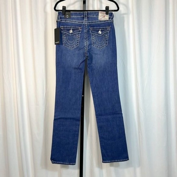 True Religion NWT Sz 28x32 Billie Big T Flap Straight Leg Mid Rinse - Picture 6 of 9